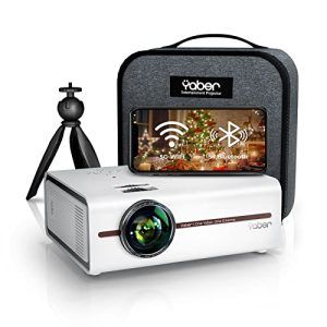 YABER V5 8000 Lúmenes Mini Proyector Portátil, 2.4G & 5G WiFi Bluetooth Proyector 4K Soporta 1080P Full HD, Cine en Casa Adecuado para Smartphone iPad, HDMI/USB/VGA/AV(Bolsa y Trípode incluidos)